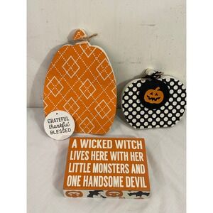 Quill to Paper Halloween Decor Set OS Orange Black Pumpkin Witch Signs Bundle